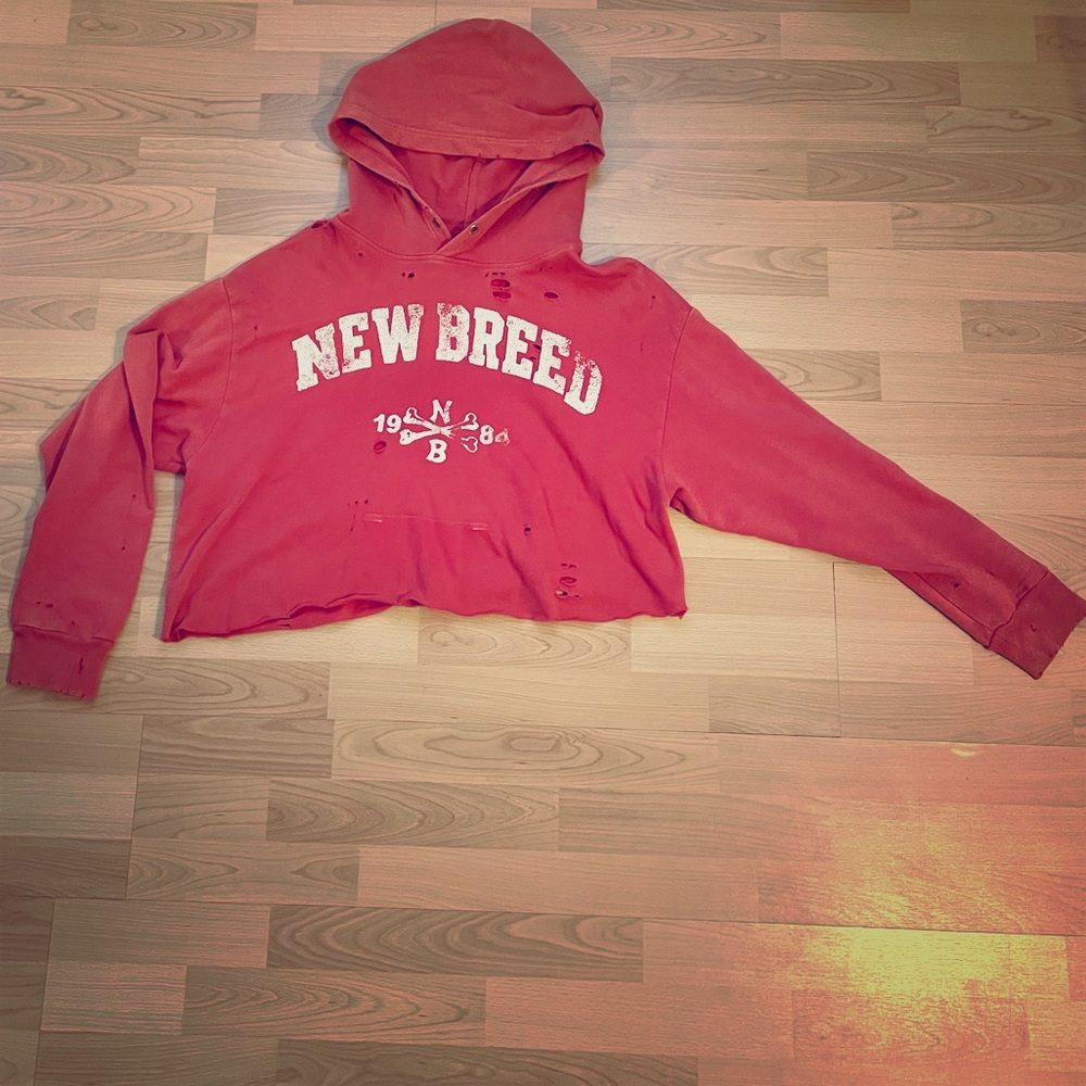 Grungy prep distressed fleece hoody